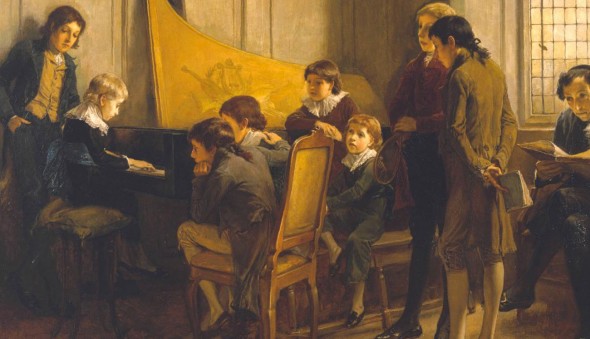 "Il bimbo Chopin" olio di Andrew Carrik Goow (1879)